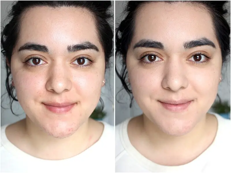 before and after pictures of a woman who used a bb cream