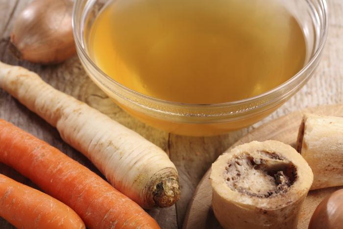 Bowl with beef broth