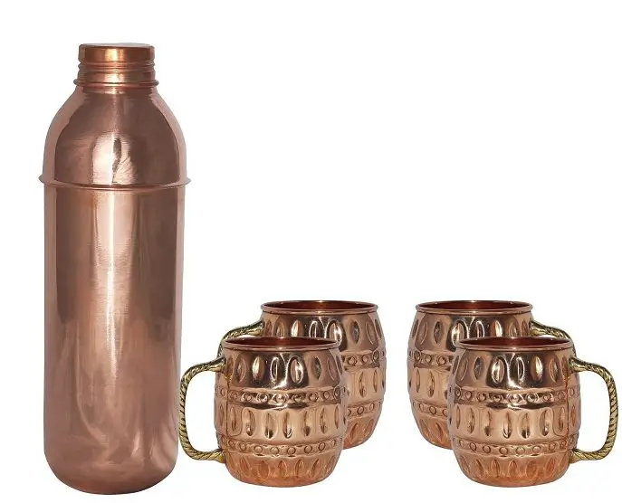 copper thermos and mugs