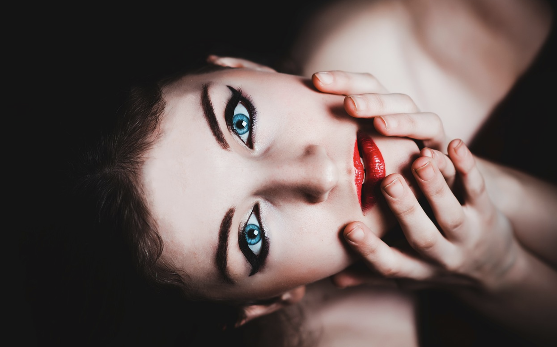 woman touching the face