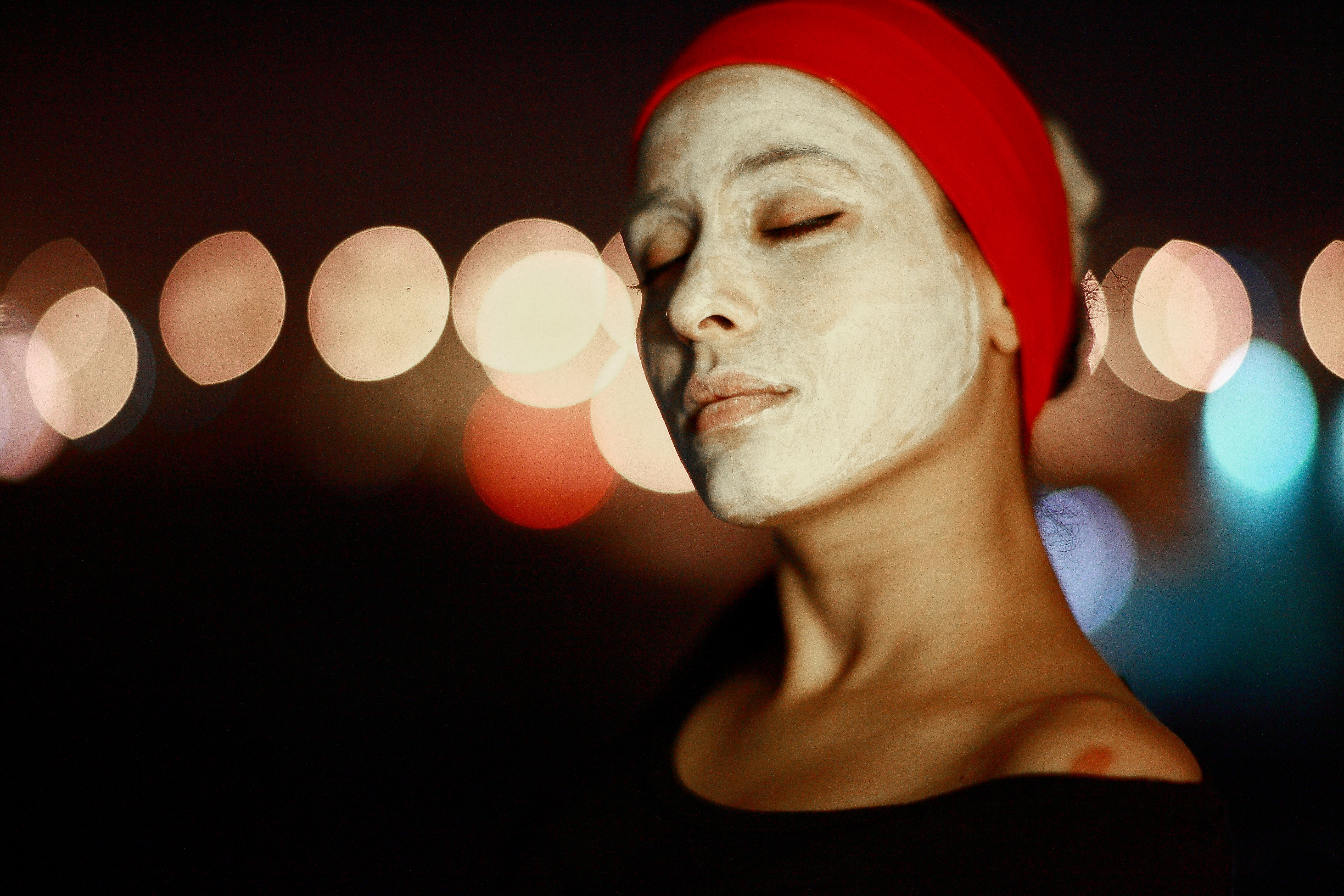 Girl with a White Facial Mask